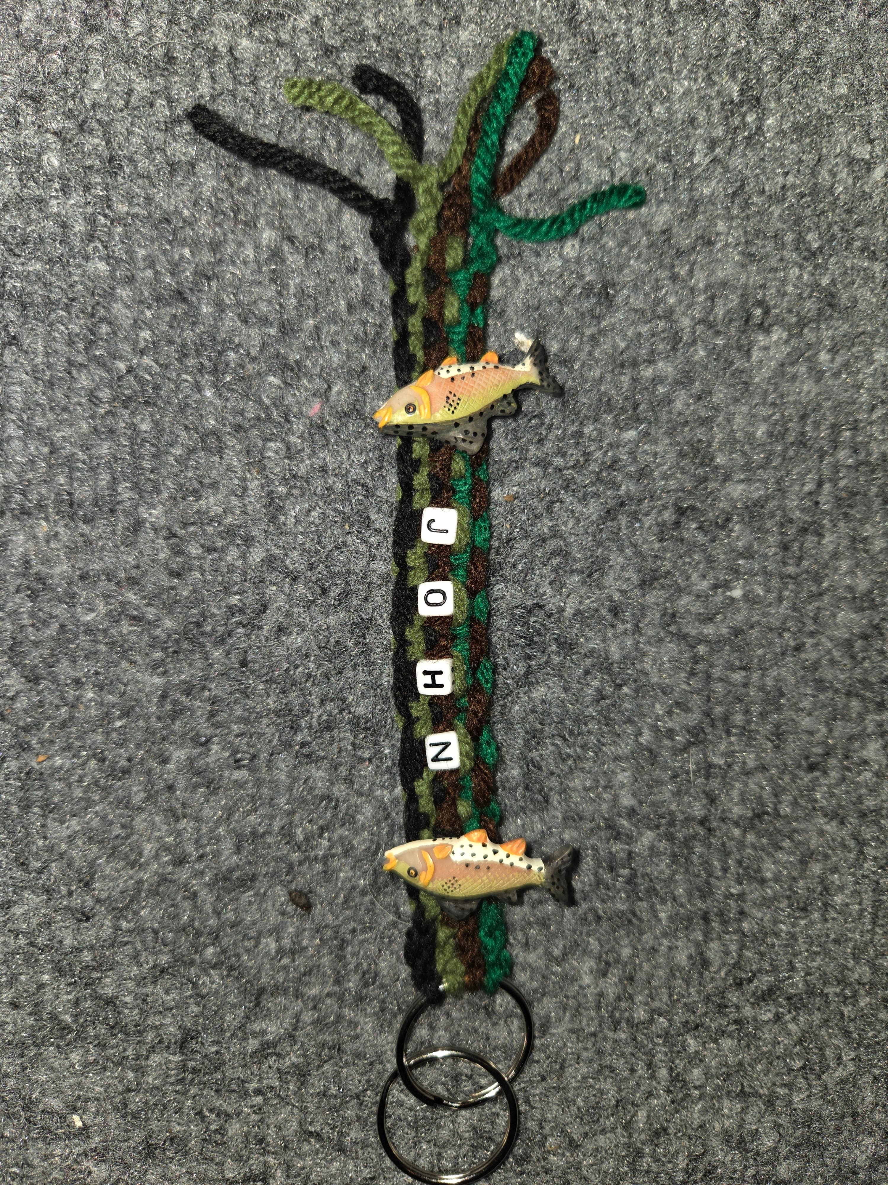 Facebook: Game-day keychain inspiration with charm and letter combinations.